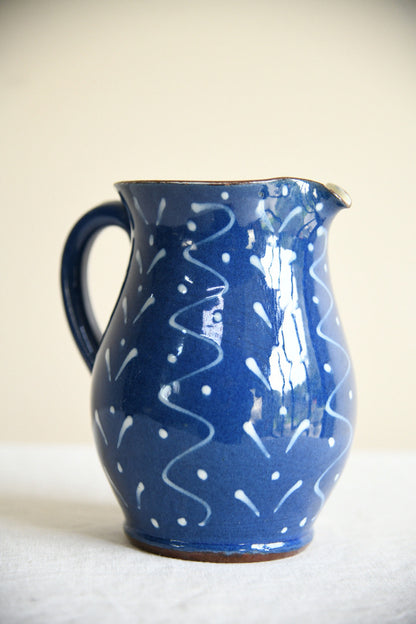 Vintage Blue Glazed Studio Pottery Jug