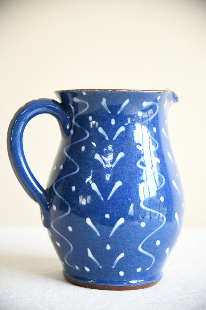 Vintage Blue Glazed Studio Pottery Jug