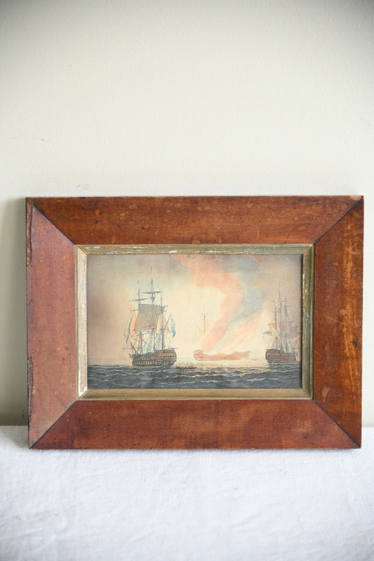 19th Century Maritime Engraving in Mahogany Frame