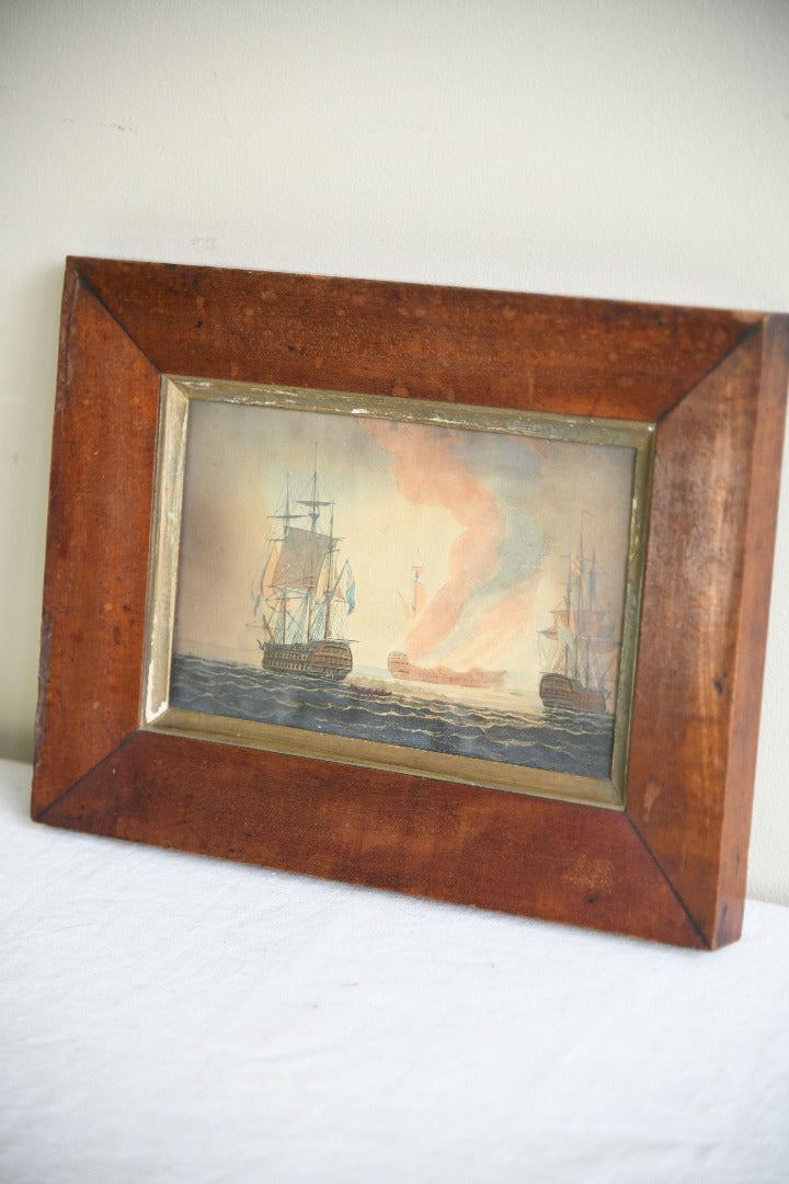 19th Century Maritime Engraving in Mahogany Frame