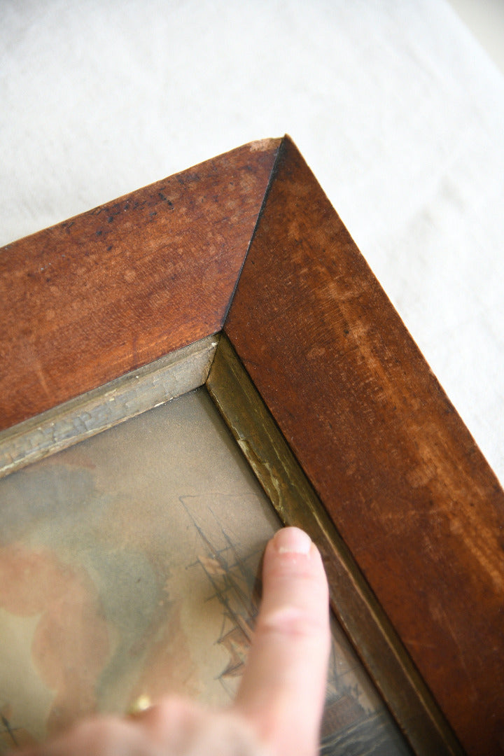 19th Century Maritime Engraving in Mahogany Frame