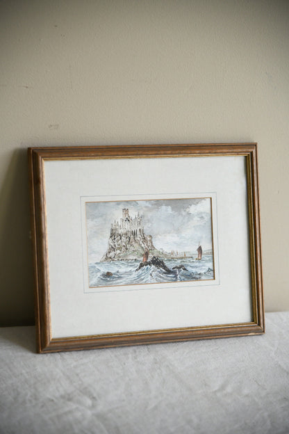 AJ Watts Cornish Watercolour of St Michael?s Mount