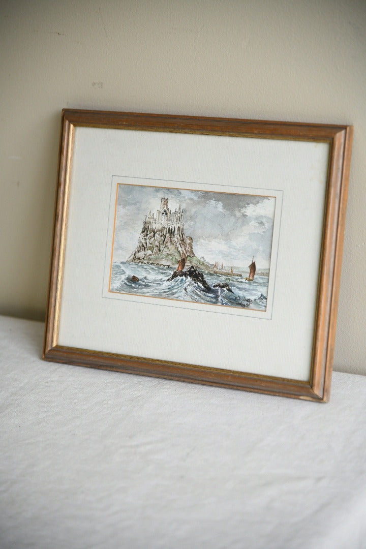 AJ Watts Cornish Watercolour of St Michael?s Mount