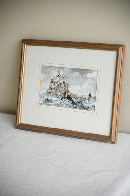 AJ Watts Cornish Watercolour of St Michael?s Mount