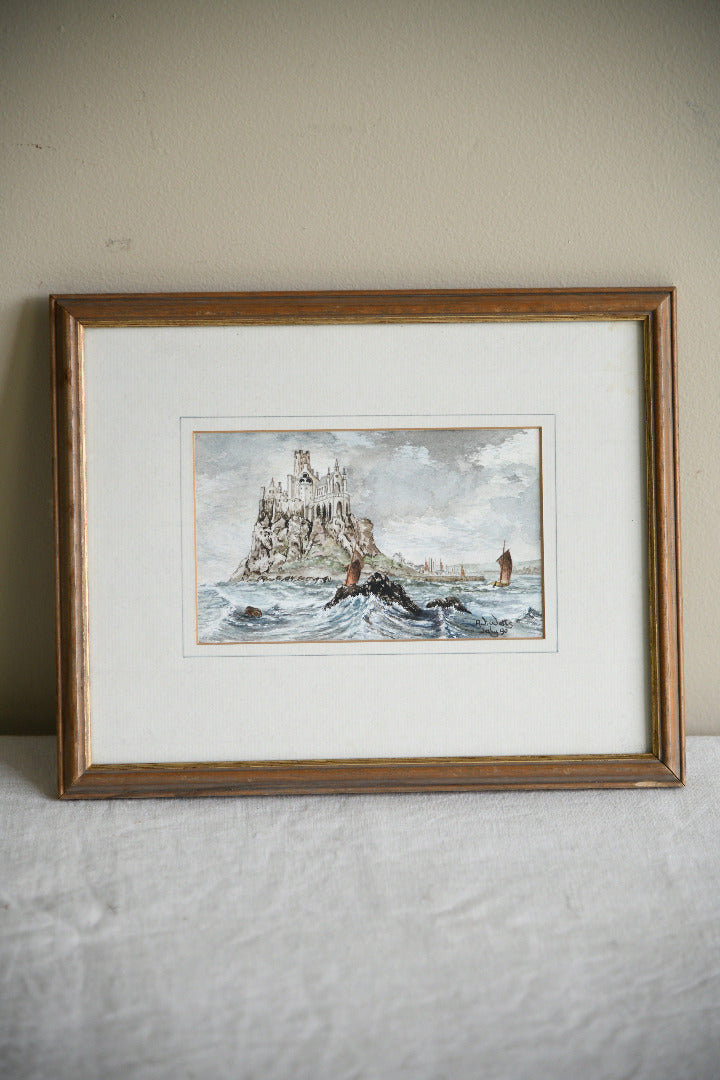 AJ Watts Cornish Watercolour of St Michael?s Mount