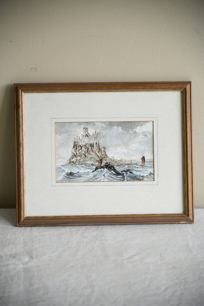AJ Watts Cornish Watercolour of St Michael?s Mount