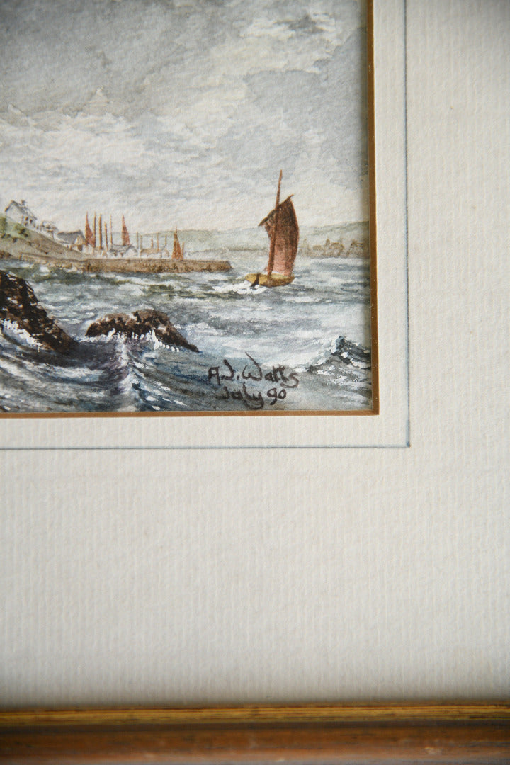 AJ Watts Cornish Watercolour of St Michael?s Mount