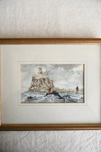AJ Watts Cornish Watercolour of St Michael?s Mount