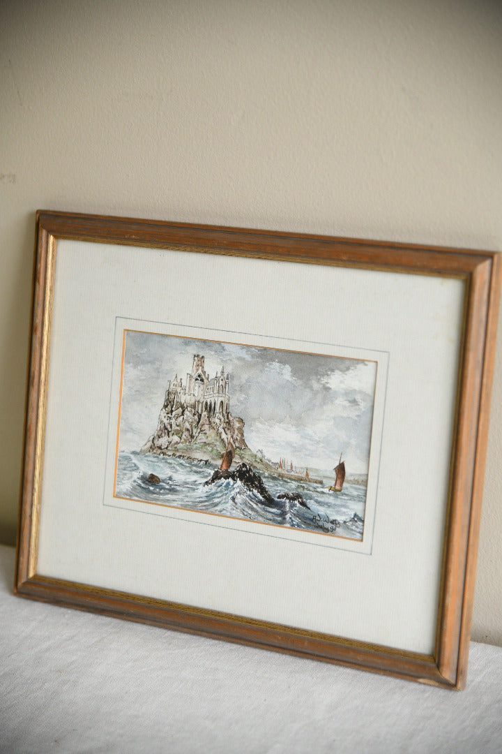 AJ Watts Cornish Watercolour of St Michael?s Mount