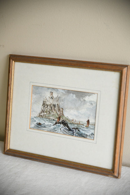 AJ Watts Cornish Watercolour of St Michael?s Mount