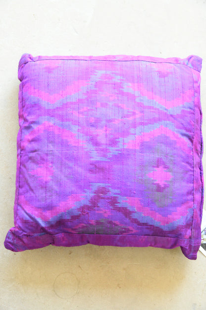 Handmade Purple Silk Appliqu� Floral Cushion
