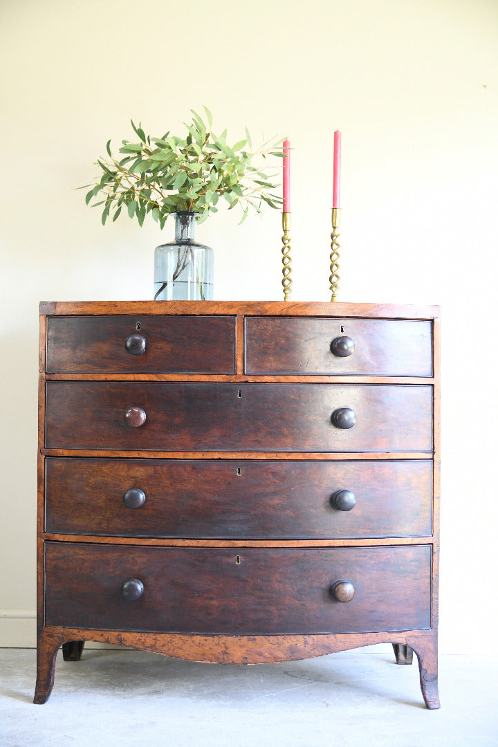 19th Century Mahogany Bow Front Chest of Drawers