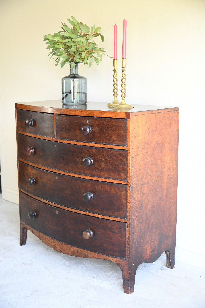 19th Century Mahogany Bow Front Chest of Drawers