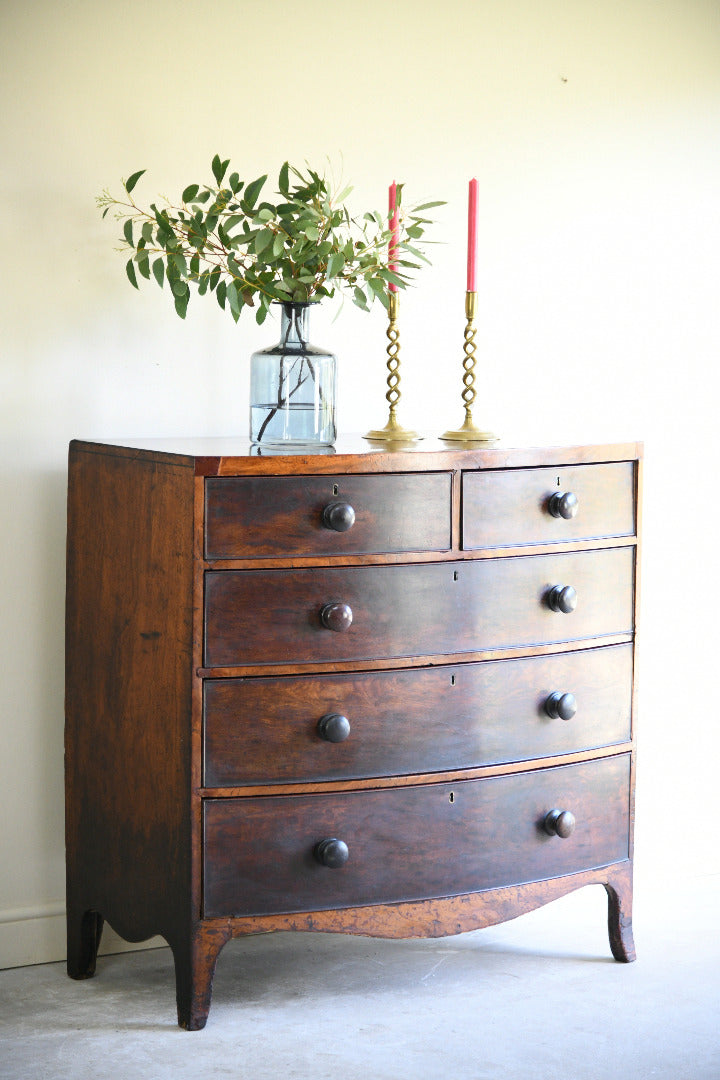 19th Century Mahogany Bow Front Chest of Drawers