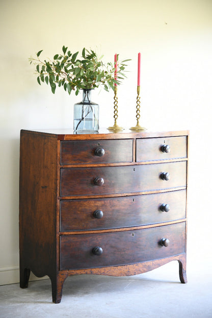 19th Century Mahogany Bow Front Chest of Drawers