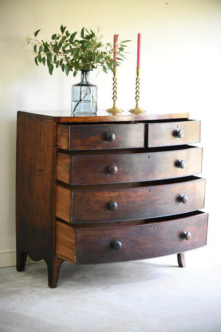 19th Century Mahogany Bow Front Chest of Drawers