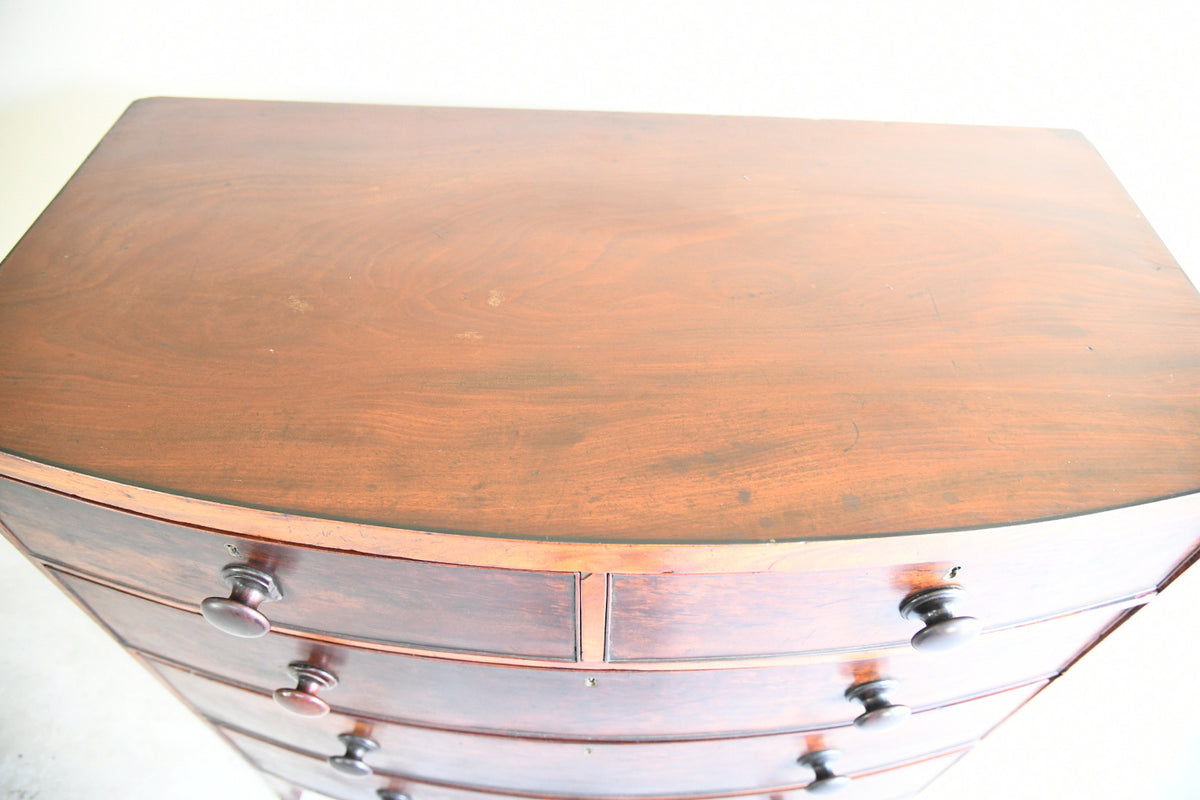 19th Century Mahogany Bow Front Chest of Drawers