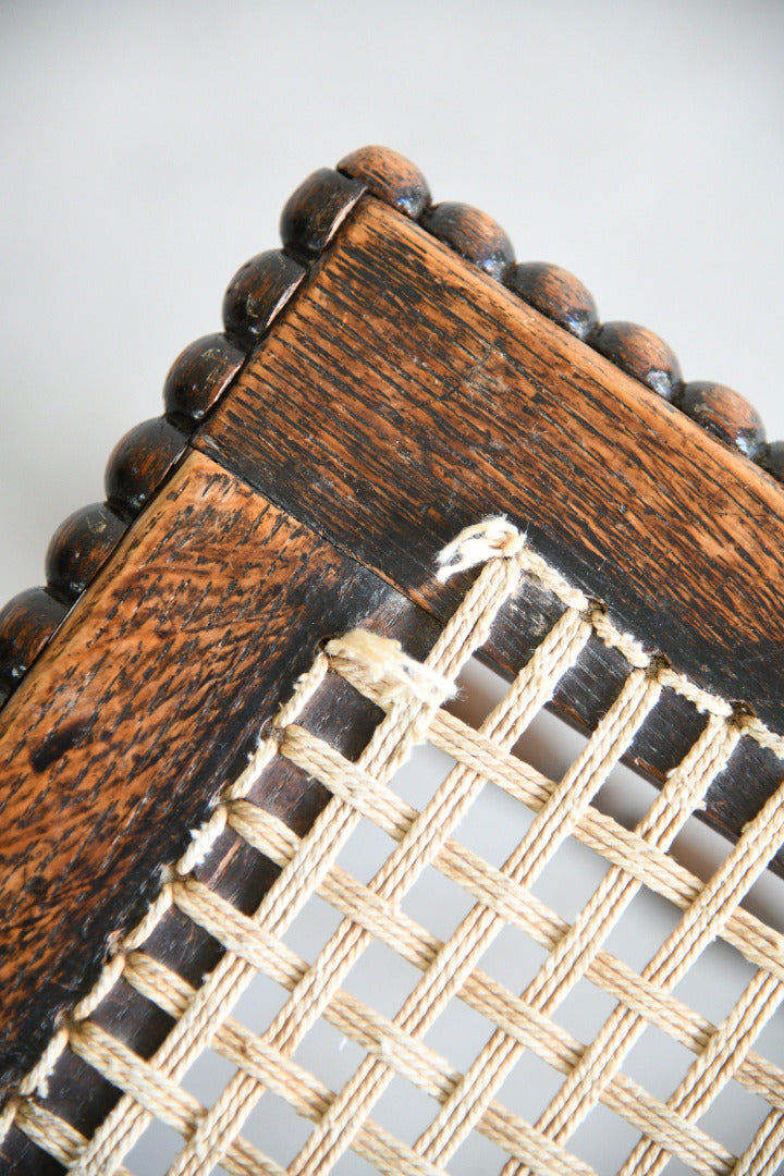 Oak Bobbin Turned Stool with Woven String Seat