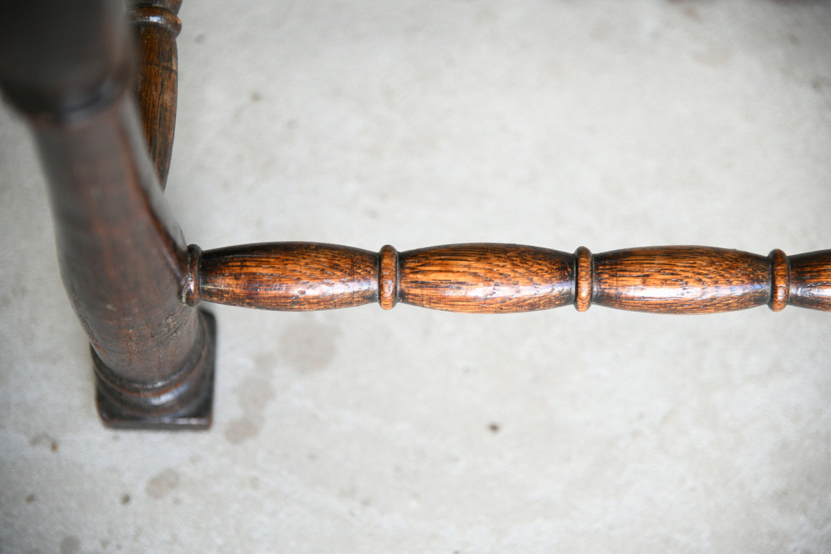 Oak Bobbin Turned Stool with Woven String Seat