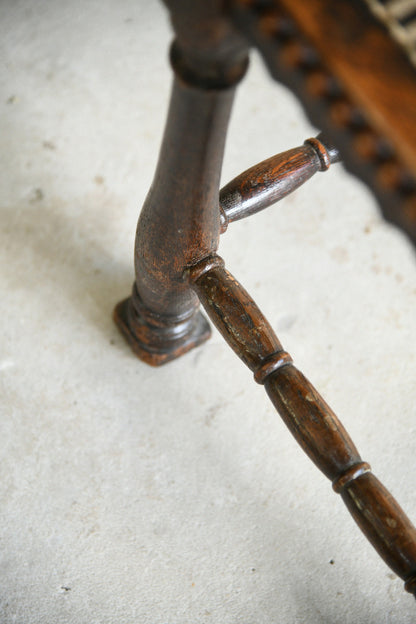 Oak Bobbin Turned Stool with Woven String Seat