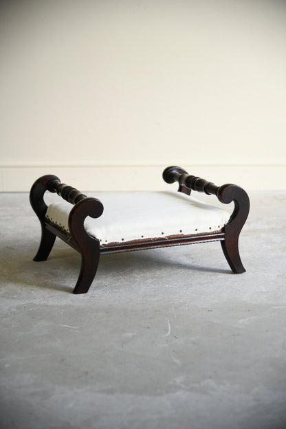 Antique Victorian Rosewood Footstool with Scroll Ends