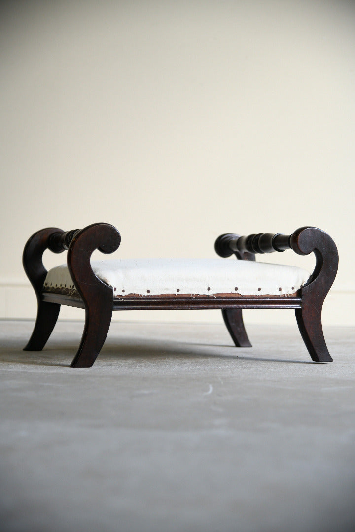 Antique Victorian Rosewood Footstool with Scroll Ends
