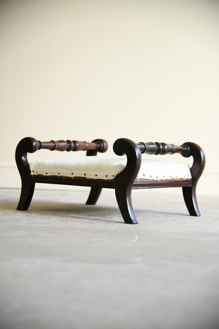 Antique Victorian Rosewood Footstool with Scroll Ends