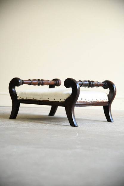 Antique Victorian Rosewood Footstool with Scroll Ends