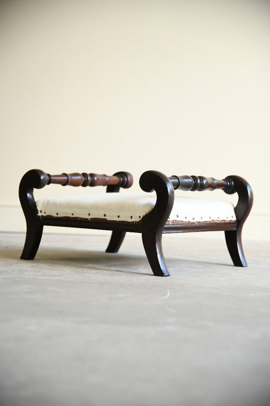 Antique Victorian Rosewood Footstool with Scroll Ends
