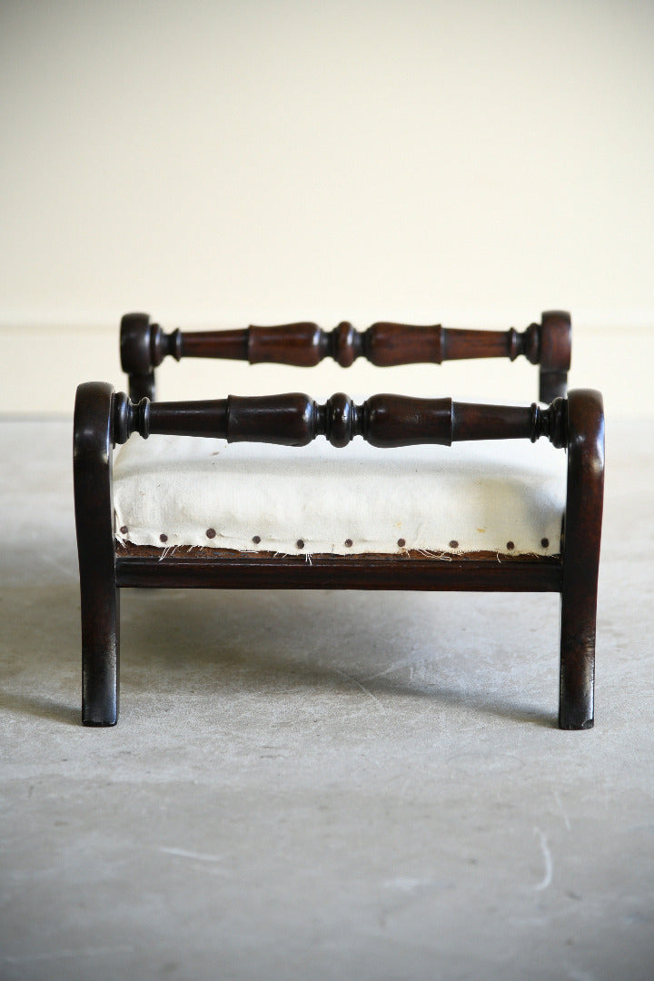 Antique Victorian Rosewood Footstool with Scroll Ends