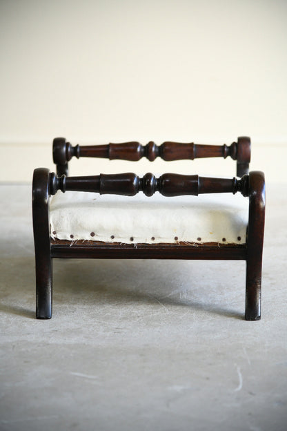 Antique Victorian Rosewood Footstool with Scroll Ends