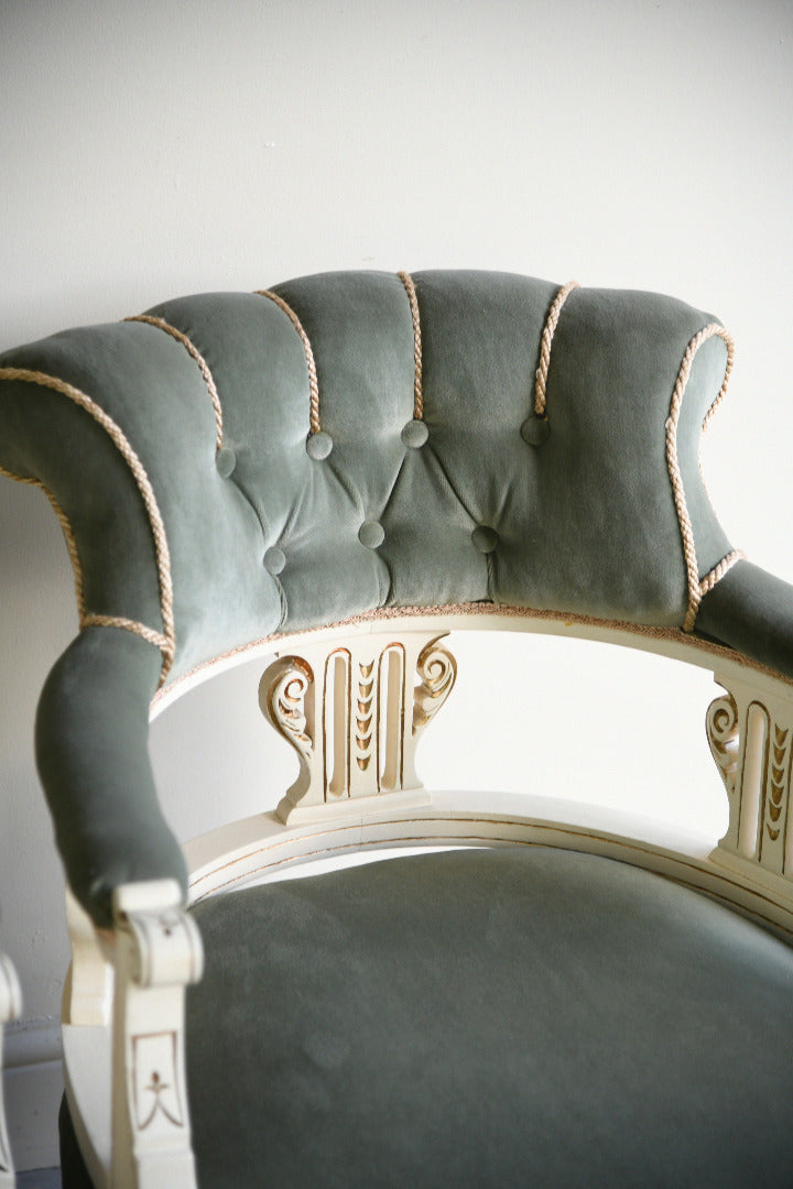 Pair of Late Victorian Green Upholstered Tub Chairs