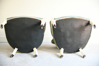 Pair of Late Victorian Green Upholstered Tub Chairs