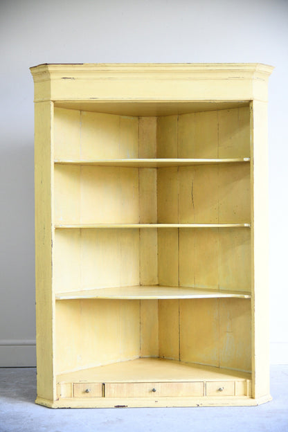 Antique 19th Century Painted Wall Mount Corner Cupboard