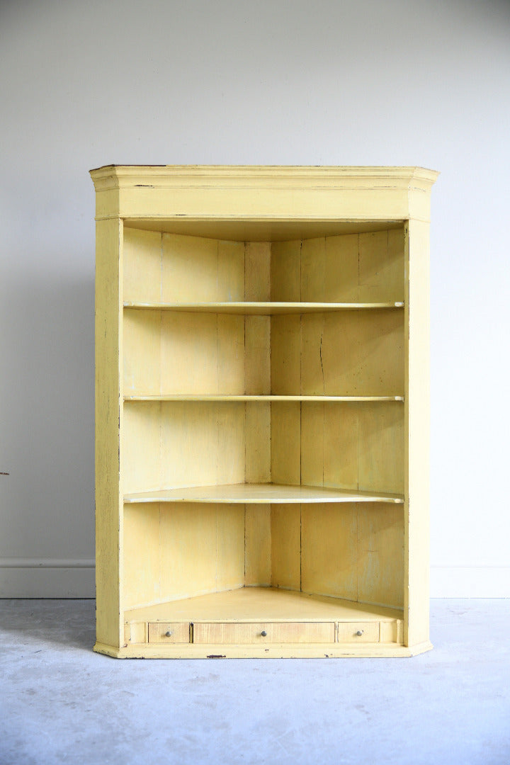 Antique 19th Century Painted Wall Mount Corner Cupboard