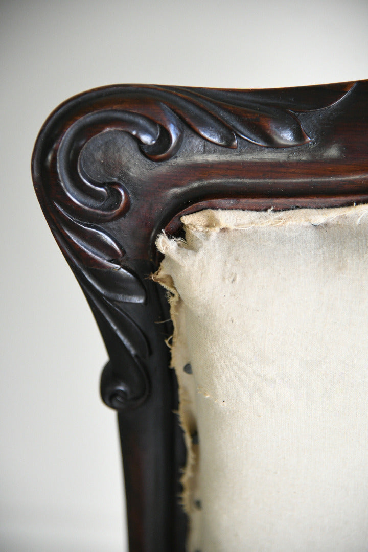 Antique Victorian Rosewood Open Armchair