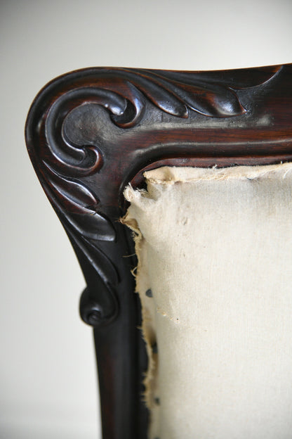 Antique Victorian Rosewood Open Armchair