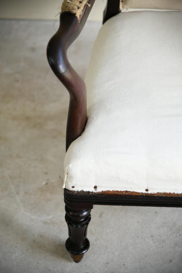 Antique Victorian Rosewood Open Armchair