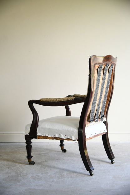 Antique Victorian Rosewood Open Armchair