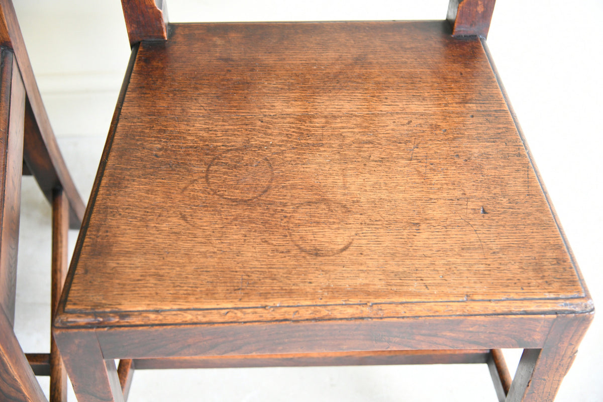 Pair of Antique Oak Spindle Back Country Chairs