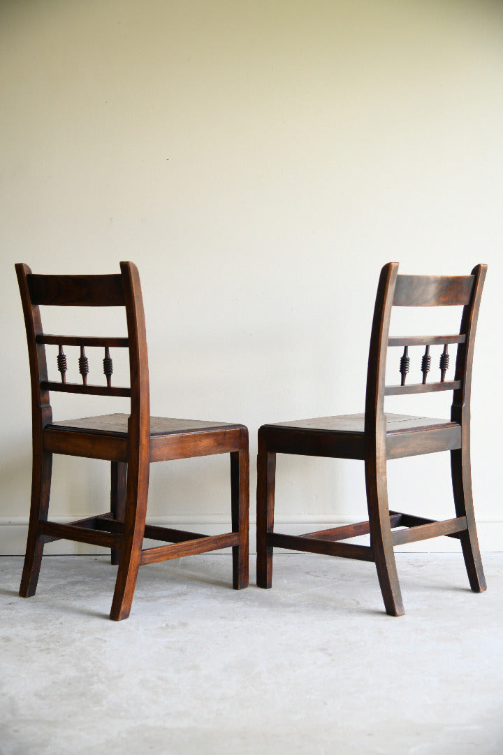 Pair of Antique Oak Spindle Back Country Chairs