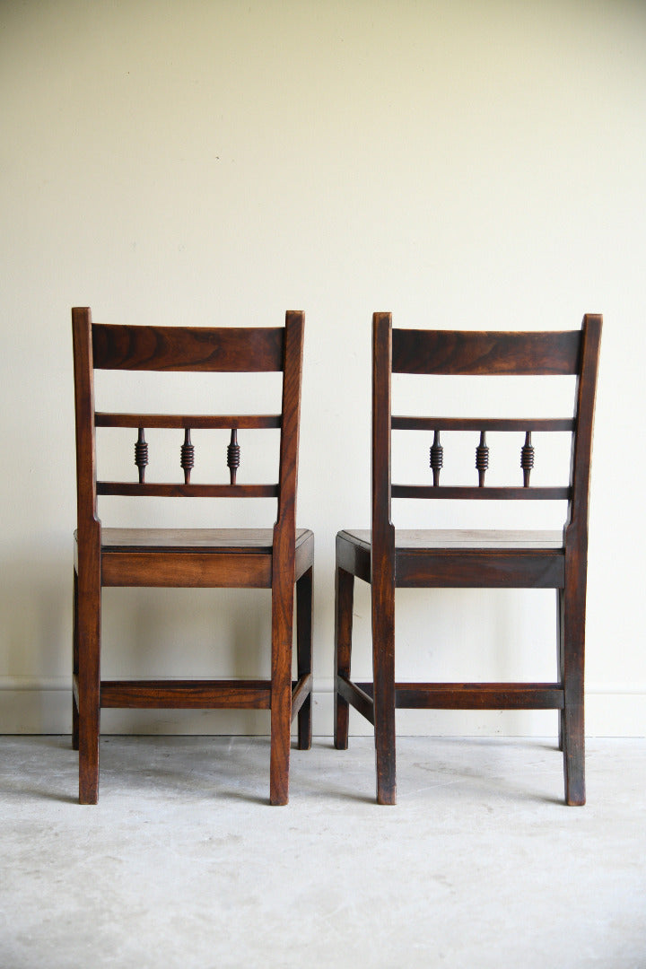 Pair of Antique Oak Spindle Back Country Chairs