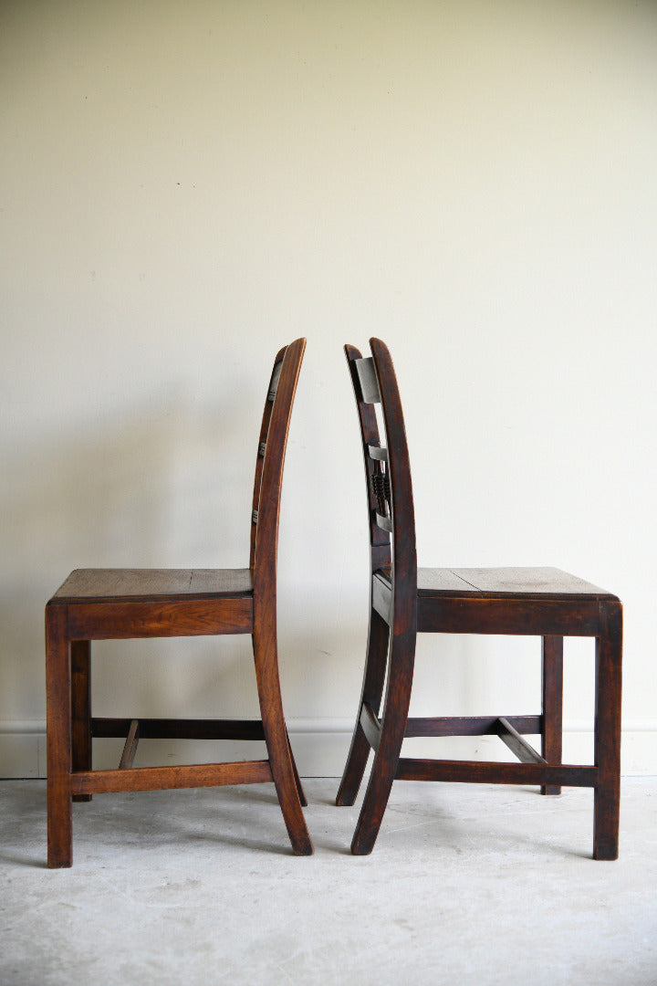 Pair of Antique Oak Spindle Back Country Chairs