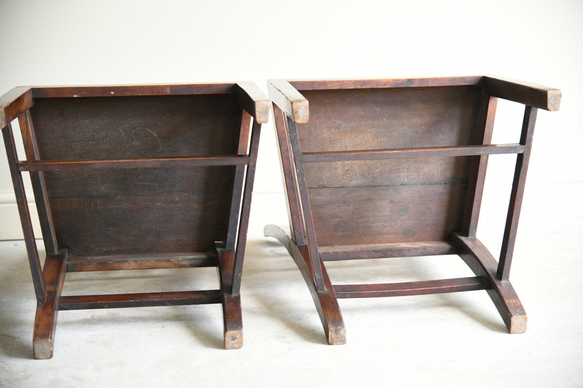 Pair of Antique Oak Spindle Back Country Chairs