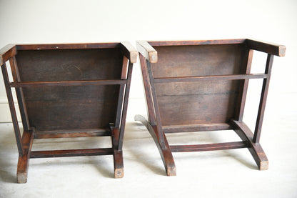 Pair of Antique Oak Spindle Back Country Chairs