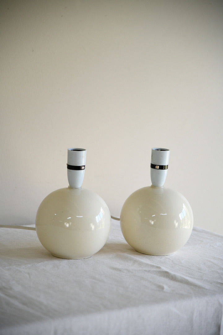 Pair of Contemporary Cream Ceramic Globe Table Lamps