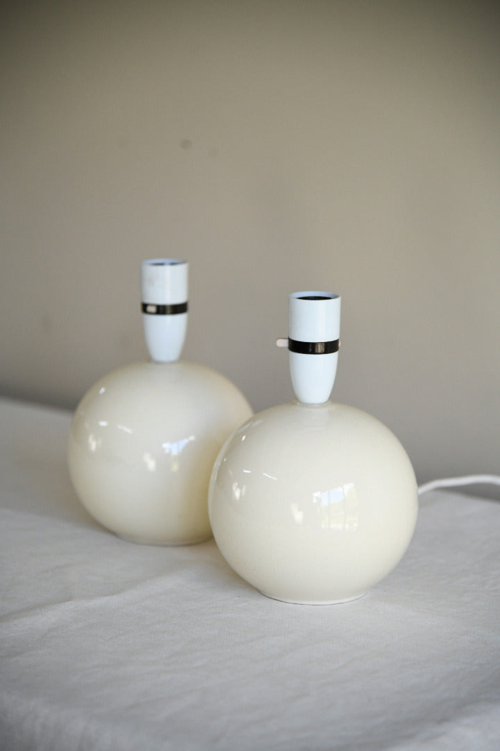 Pair of Contemporary Cream Ceramic Globe Table Lamps
