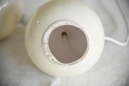 Pair of Contemporary Cream Ceramic Globe Table Lamps