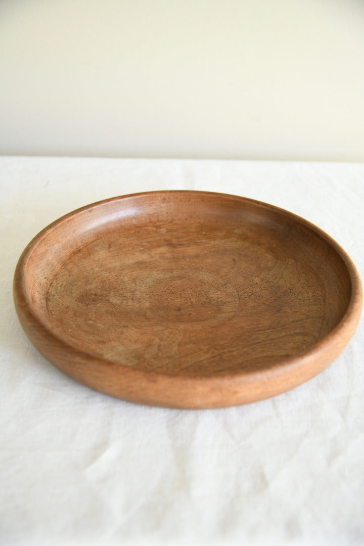 Vintage Hand Turned Wooden Shallow Bowl