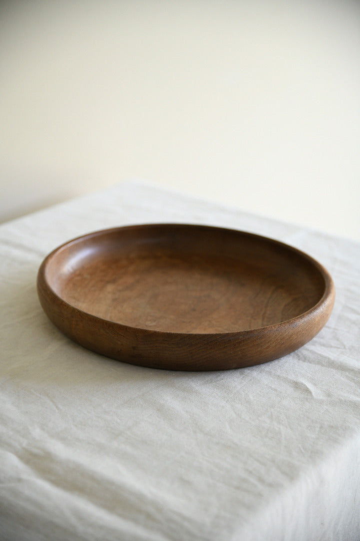 Vintage Hand Turned Wooden Shallow Bowl